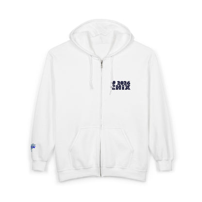 Chix 2026 Full-Zip Hoodie — embroidered dark logos on chest and wrist