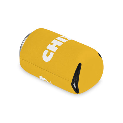 Regular Can Cooler - white on yellow