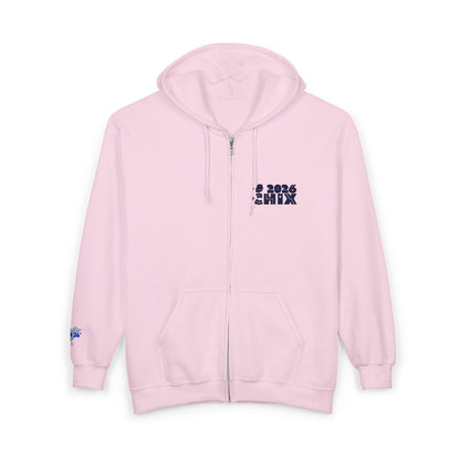 Chix 2026 Full-Zip Hoodie — embroidered dark logos on chest and wrist