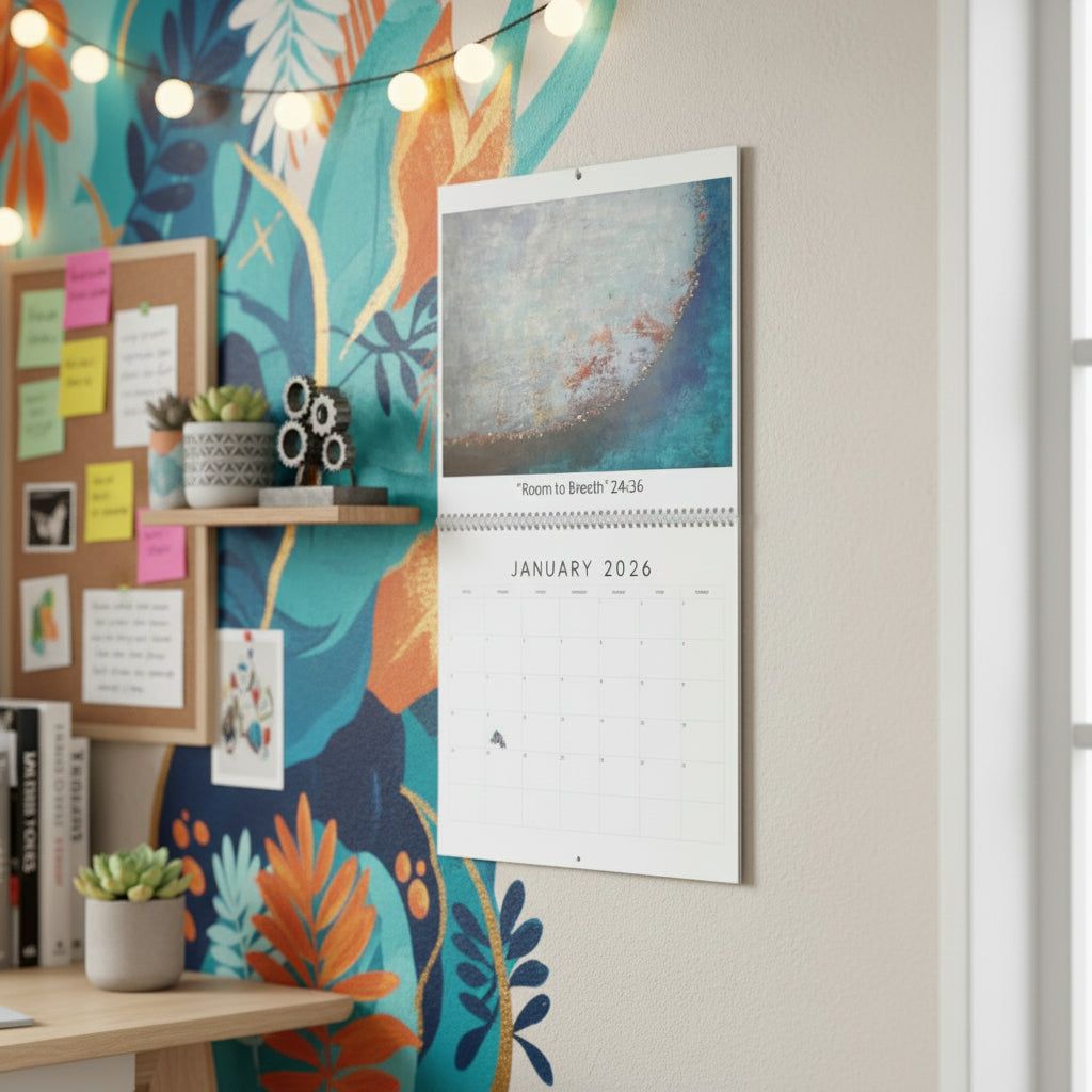 Calendar for January 2026 with an abstract painting