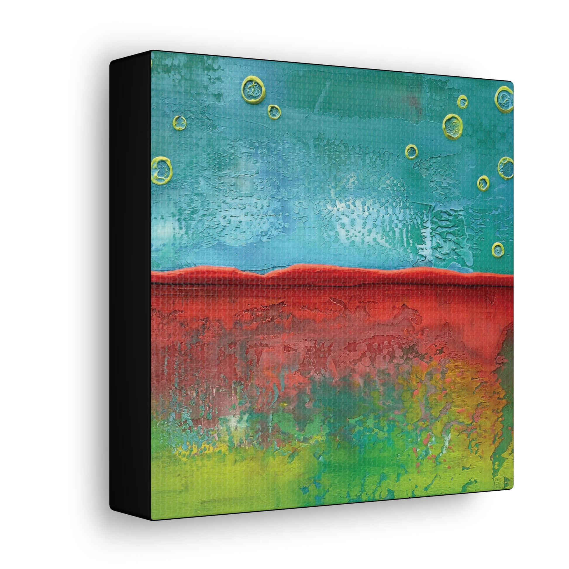 Joyful canvas print, side view