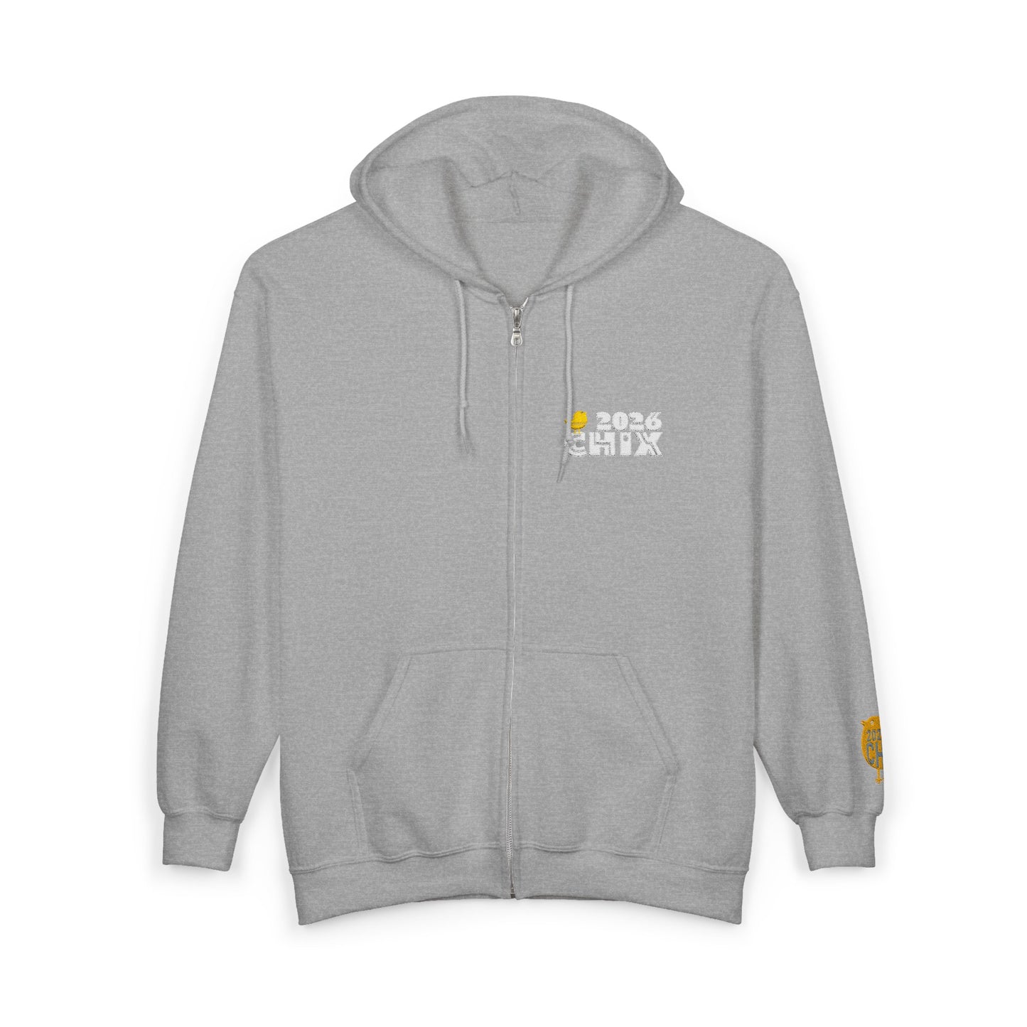 Chix 2026 Full-Zip Hoodie — embroidered light logos on chest and wrist