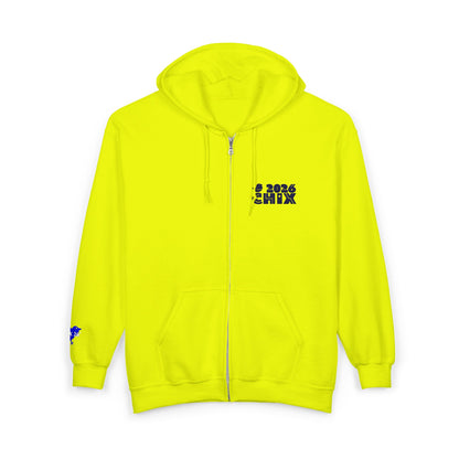 Chix 2026 Full-Zip Hoodie — embroidered dark logos on chest and wrist
