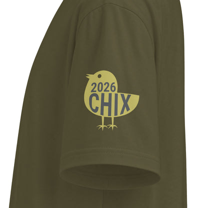 2026 Chix T-Shirt — light logo on left arm and front