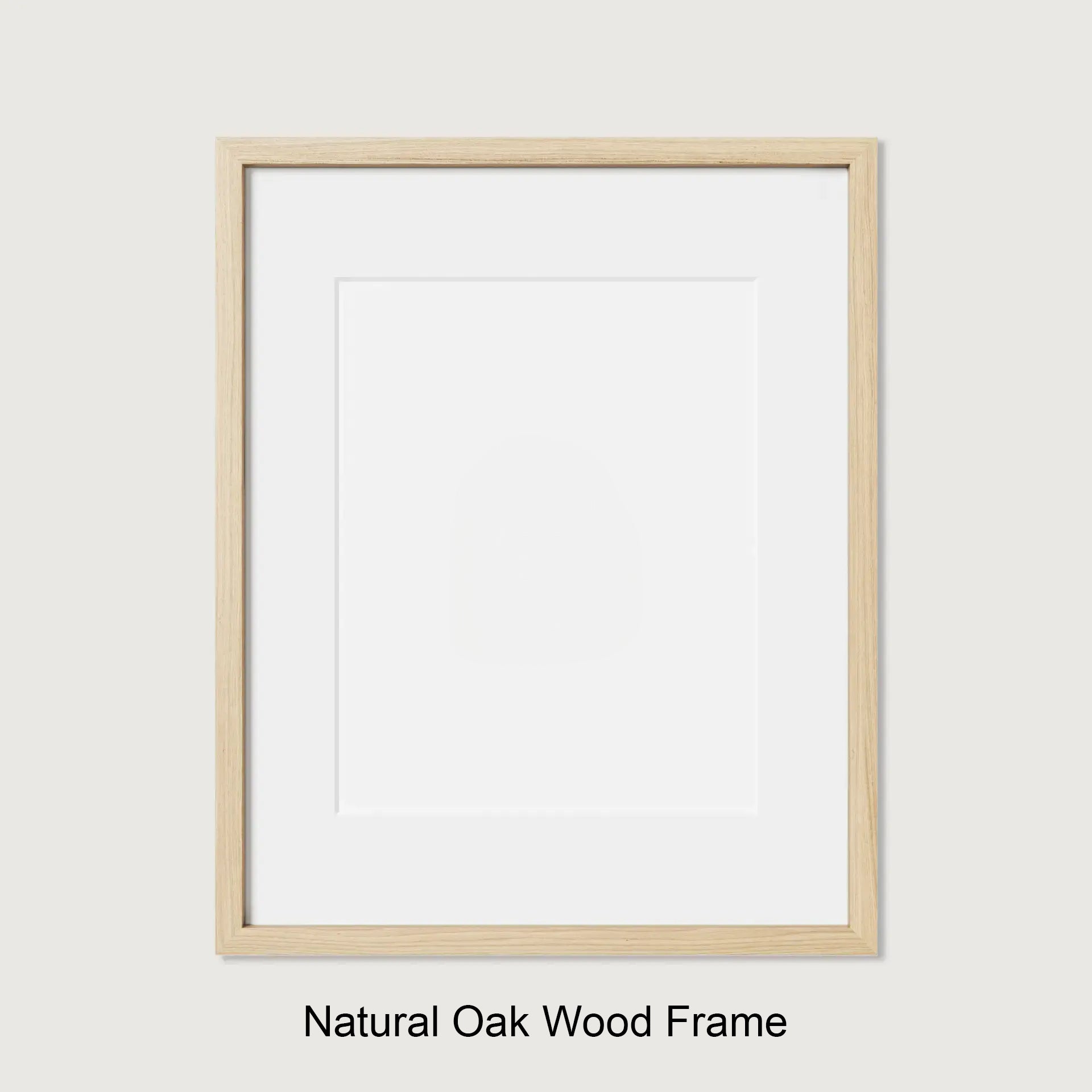 Natural oak wood frame on a white background