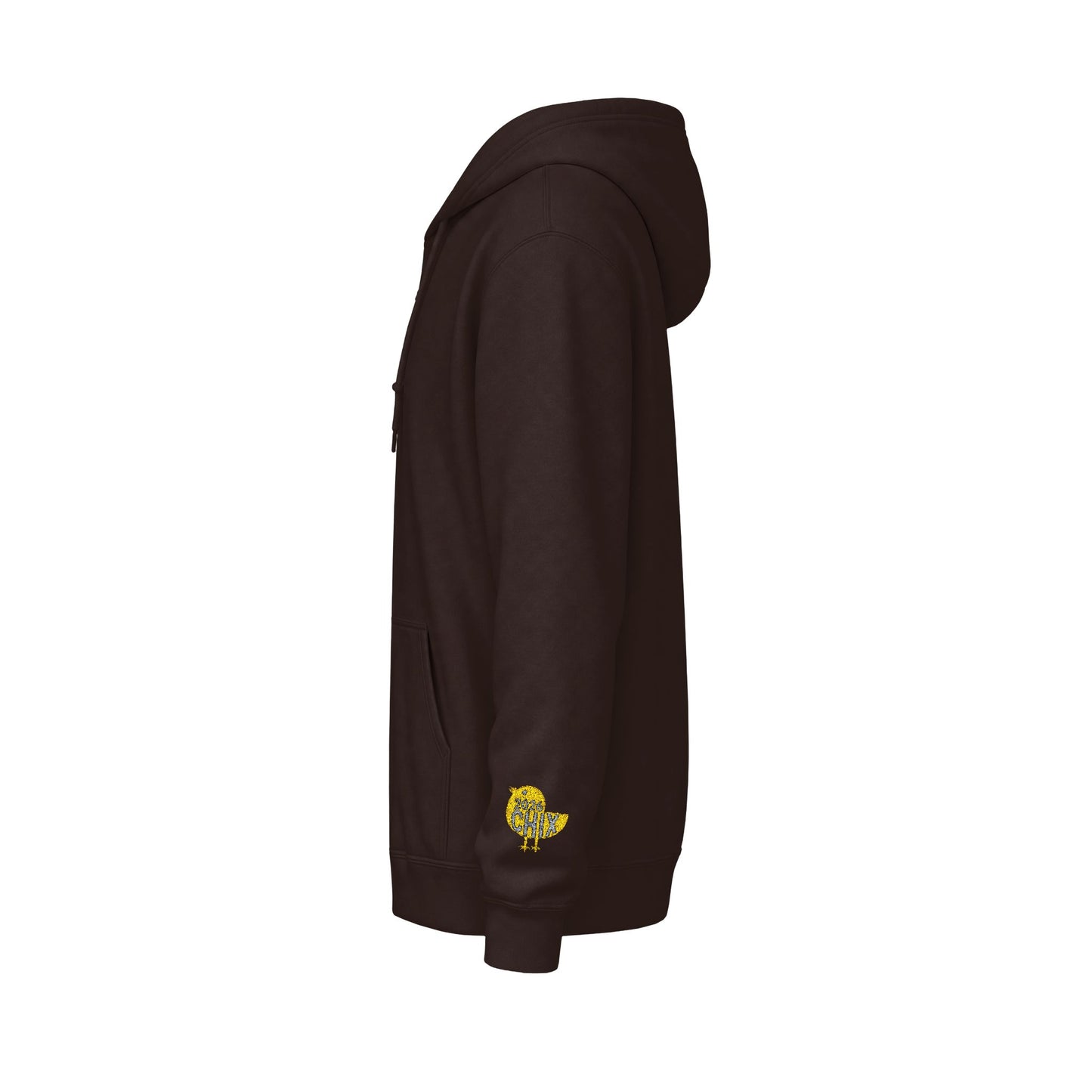 Chix 2026 Full-Zip Hoodie (fixed) — embroidered light logos on chest and wrist