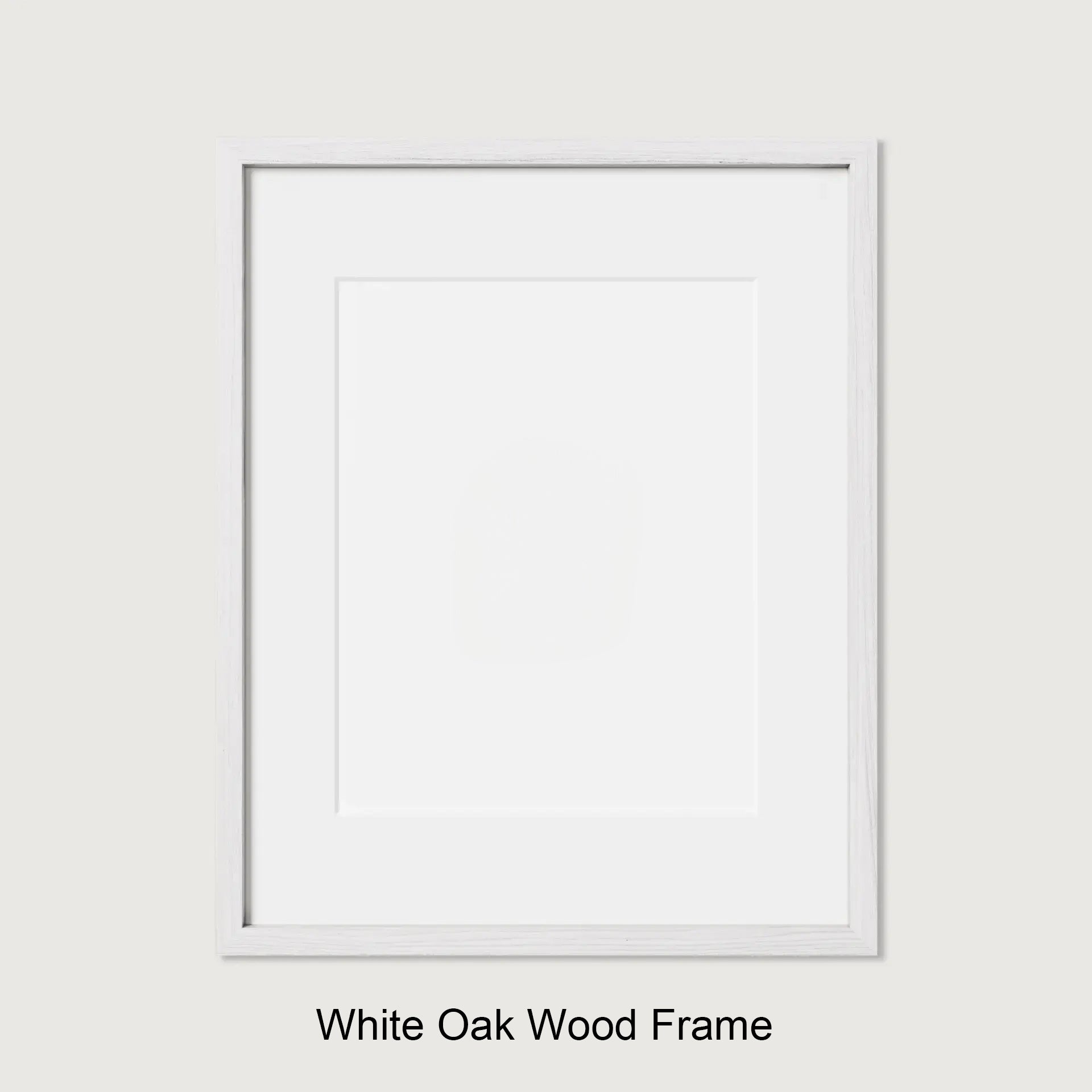 White oak wood frame on a light gray background