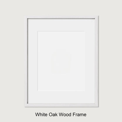 White oak wood frame on a light gray background