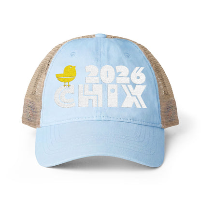 2026 Chix Women's Washed Mesh-Back Cap - embroidered light logo