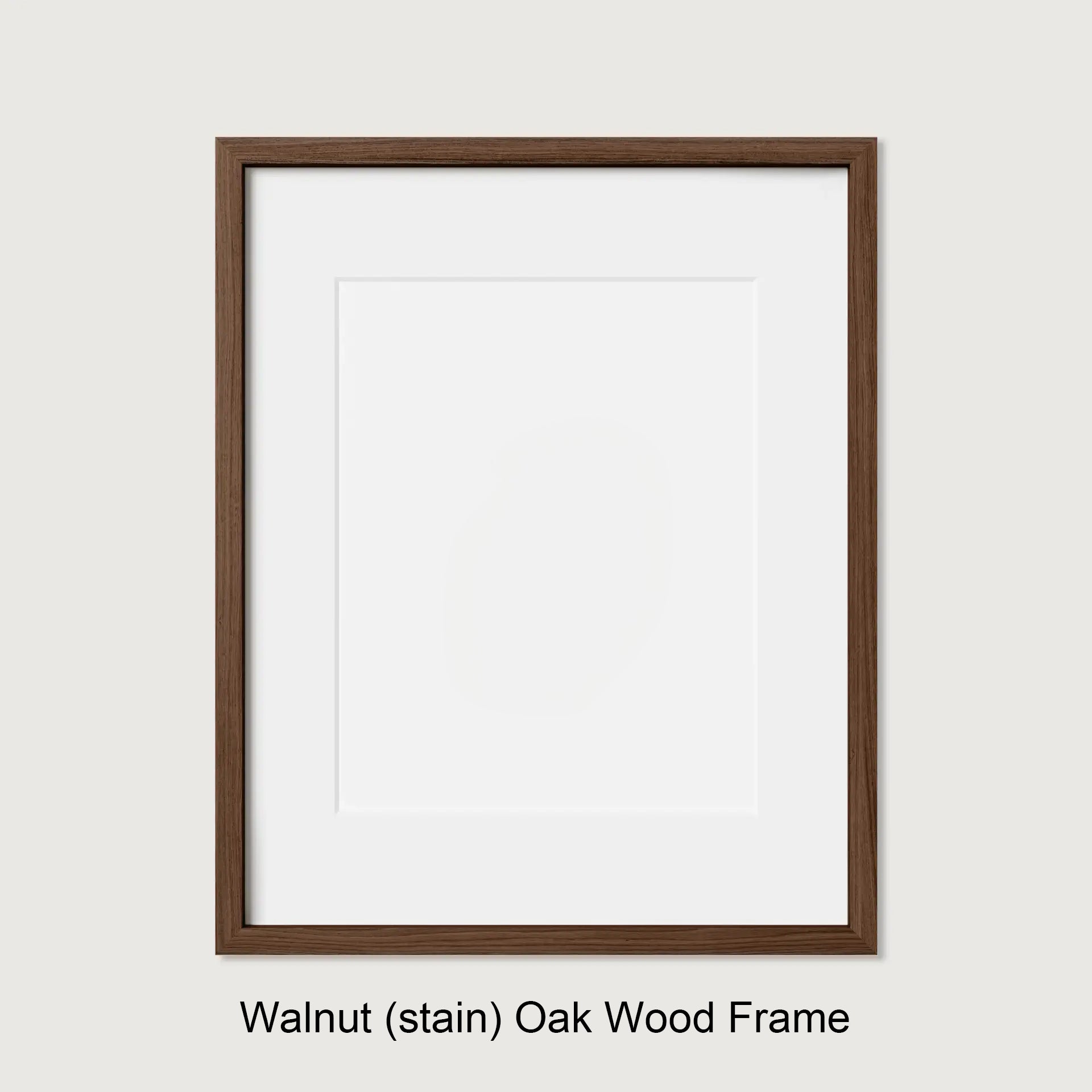Wooden picture frame with 'Walnut (stain)' finish on a white background