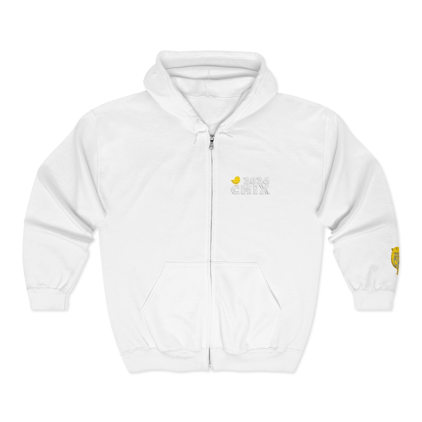 Chix 2026 Full-Zip Hoodie — embroidered light logos on chest and wrist