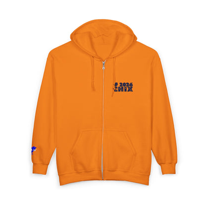 Chix 2026 Full-Zip Hoodie — embroidered dark logos on chest and wrist