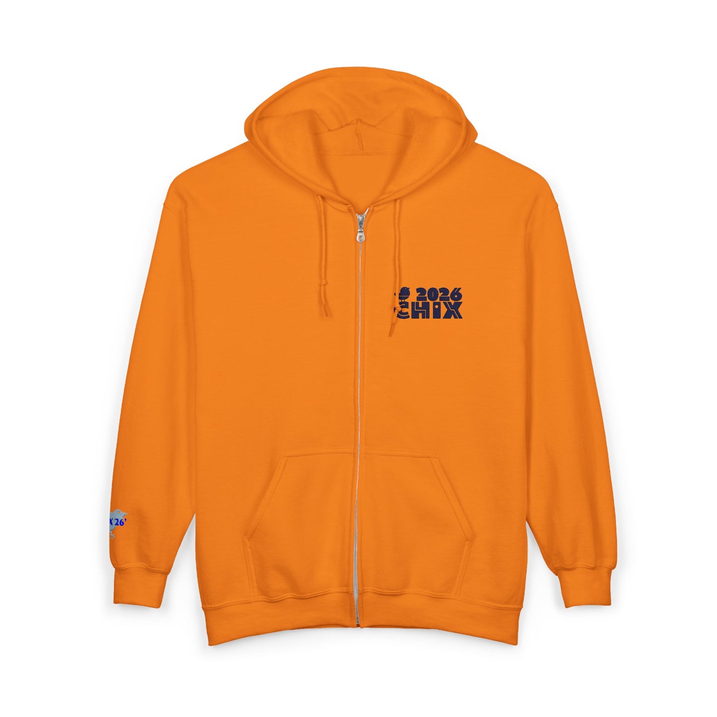 Chix 2026 Full-Zip Hoodie — embroidered dark logos on chest and wrist