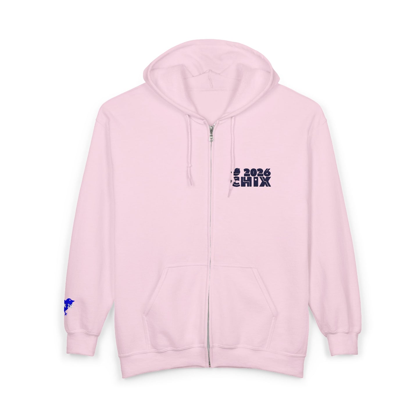Chix 2026 Full-Zip Hoodie — embroidered dark logos on chest and wrist