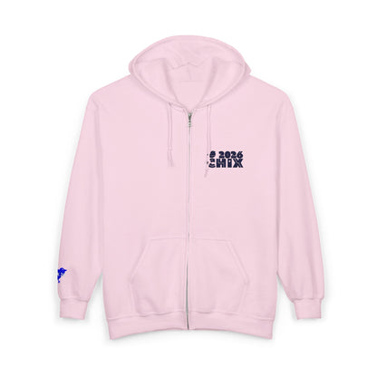 Chix 2026 Full-Zip Hoodie — embroidered dark logos on chest and wrist