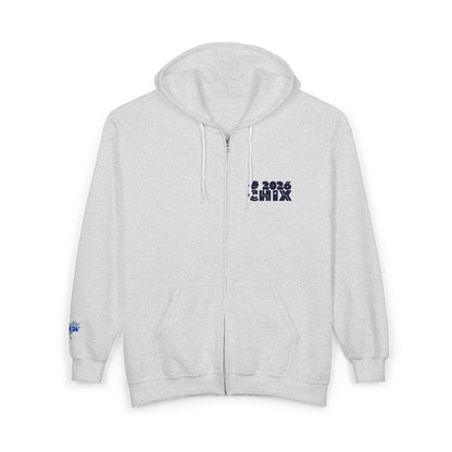 Chix 2026 Full-Zip Hoodie — embroidered dark logos on chest and wrist