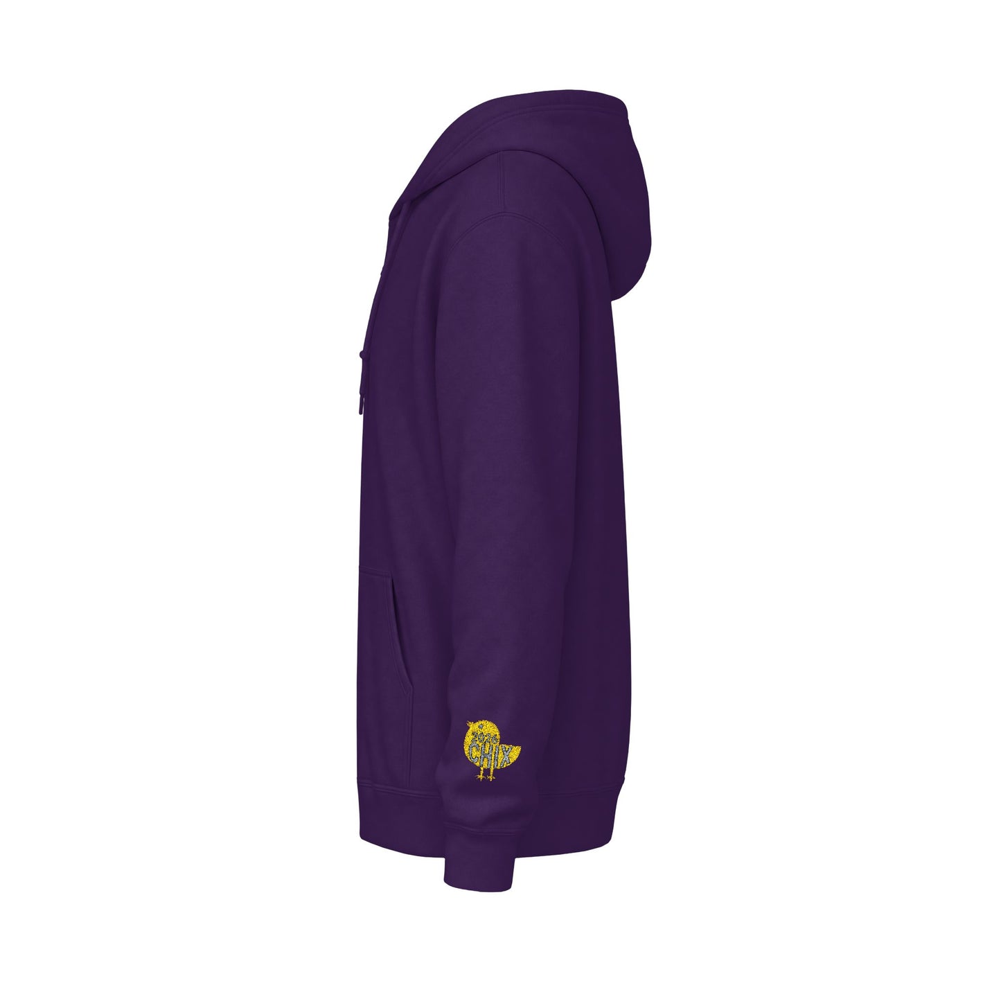 Chix 2026 Full-Zip Hoodie (fixed) — embroidered light logos on chest and wrist