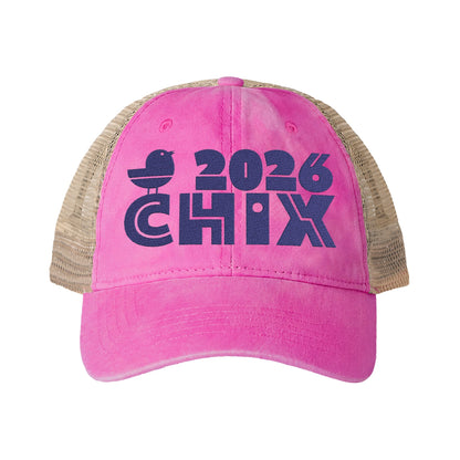 2026 Chix Women's Washed Mesh-Back Cap - embroidered dark logo