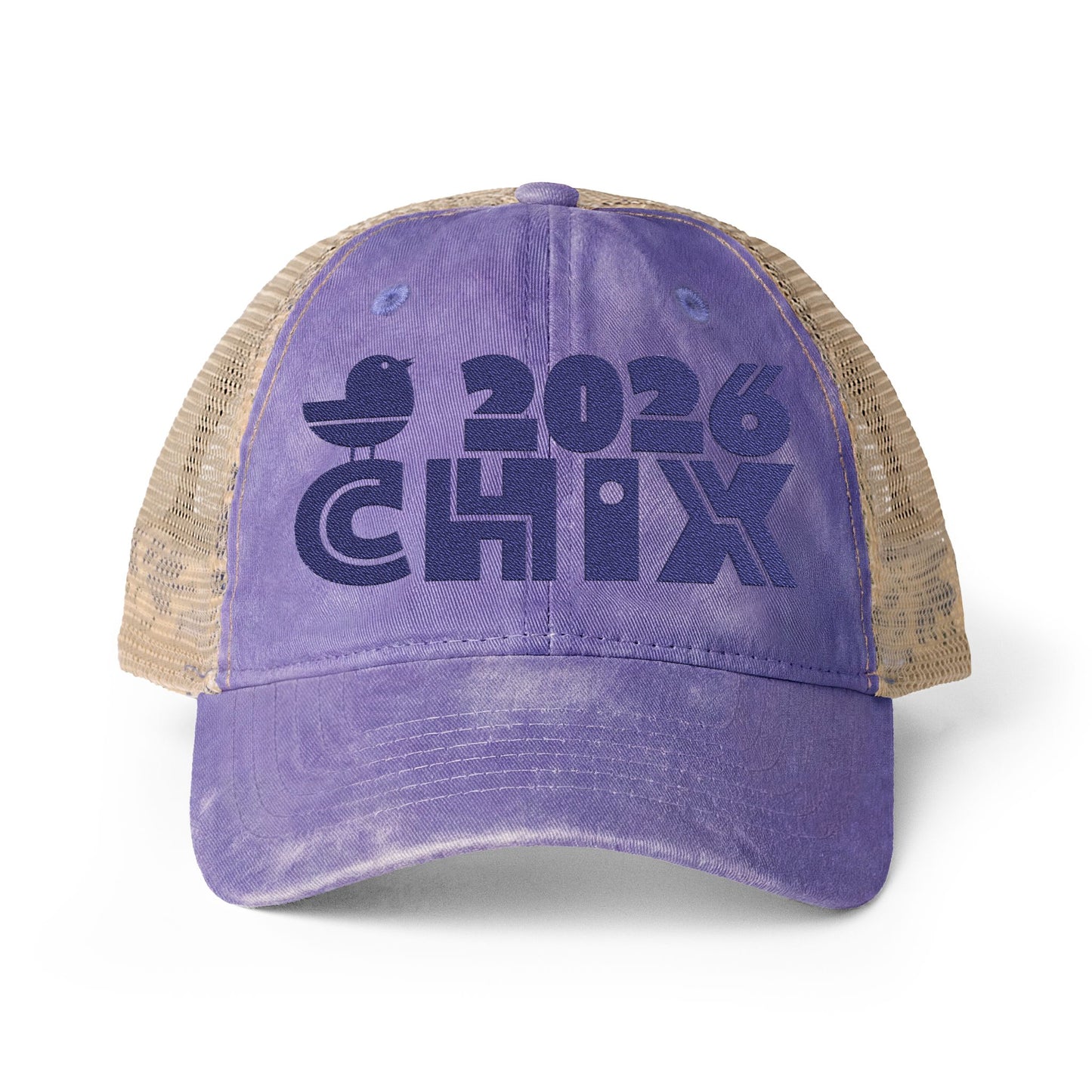 2026 Chix Women's Washed Mesh-Back Cap - embroidered dark logo