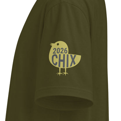 2026 Chix T-Shirt — light logo on left arm and front