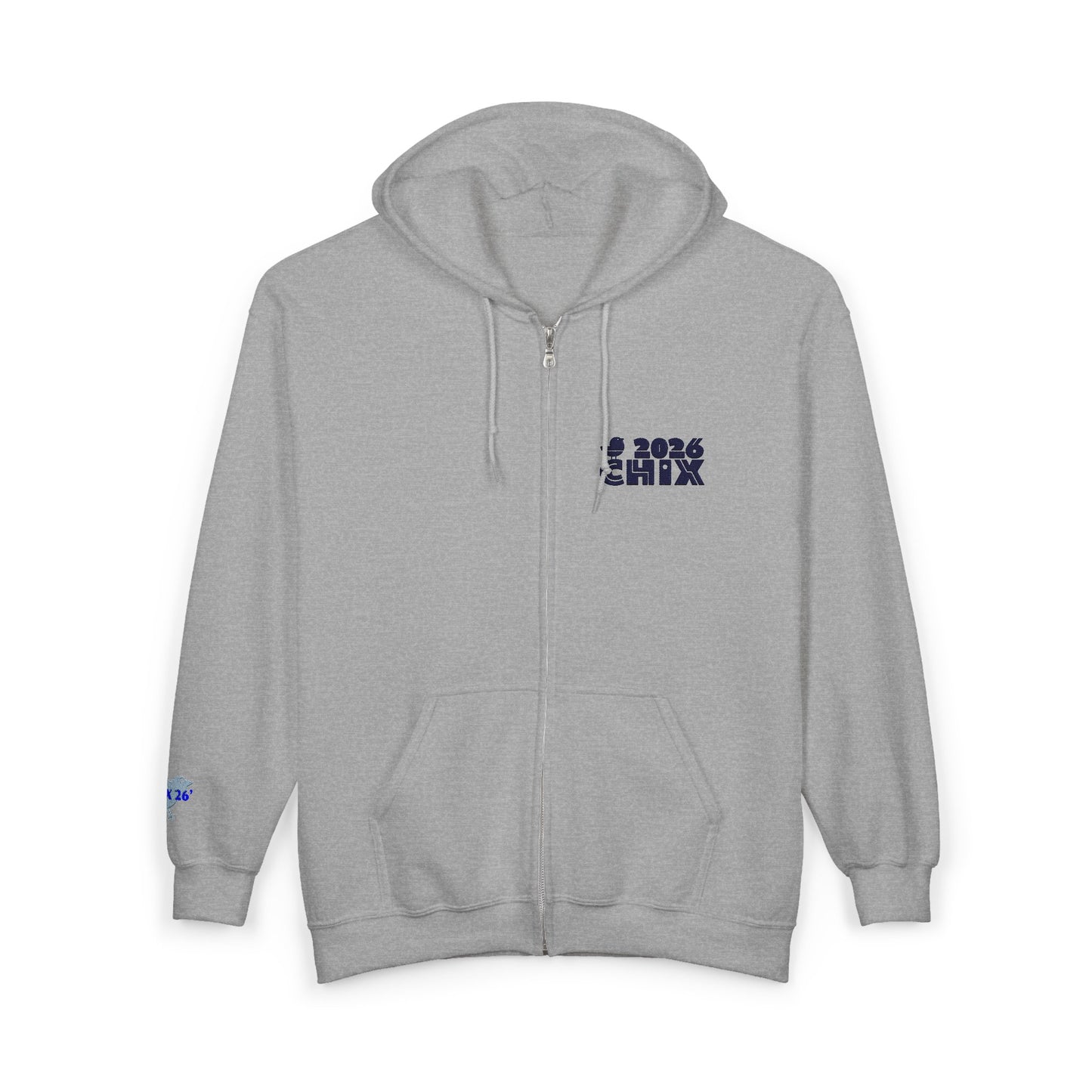 Chix 2026 Full-Zip Hoodie — embroidered dark logos on chest and wrist