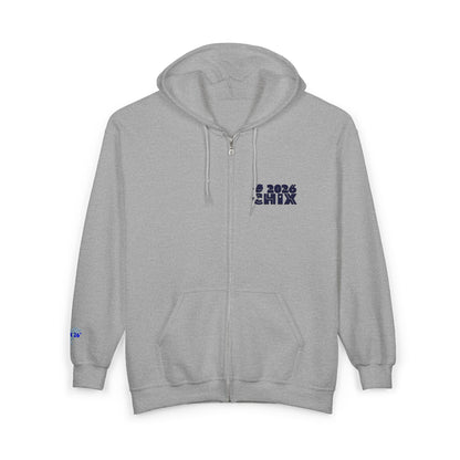 Chix 2026 Full-Zip Hoodie — embroidered dark logos on chest and wrist
