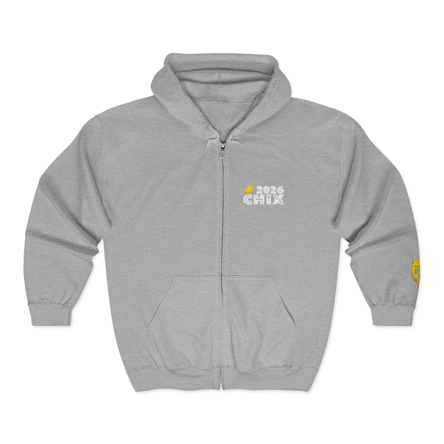 Chix 2026 Full-Zip Hoodie — embroidered light logos on chest and wrist
