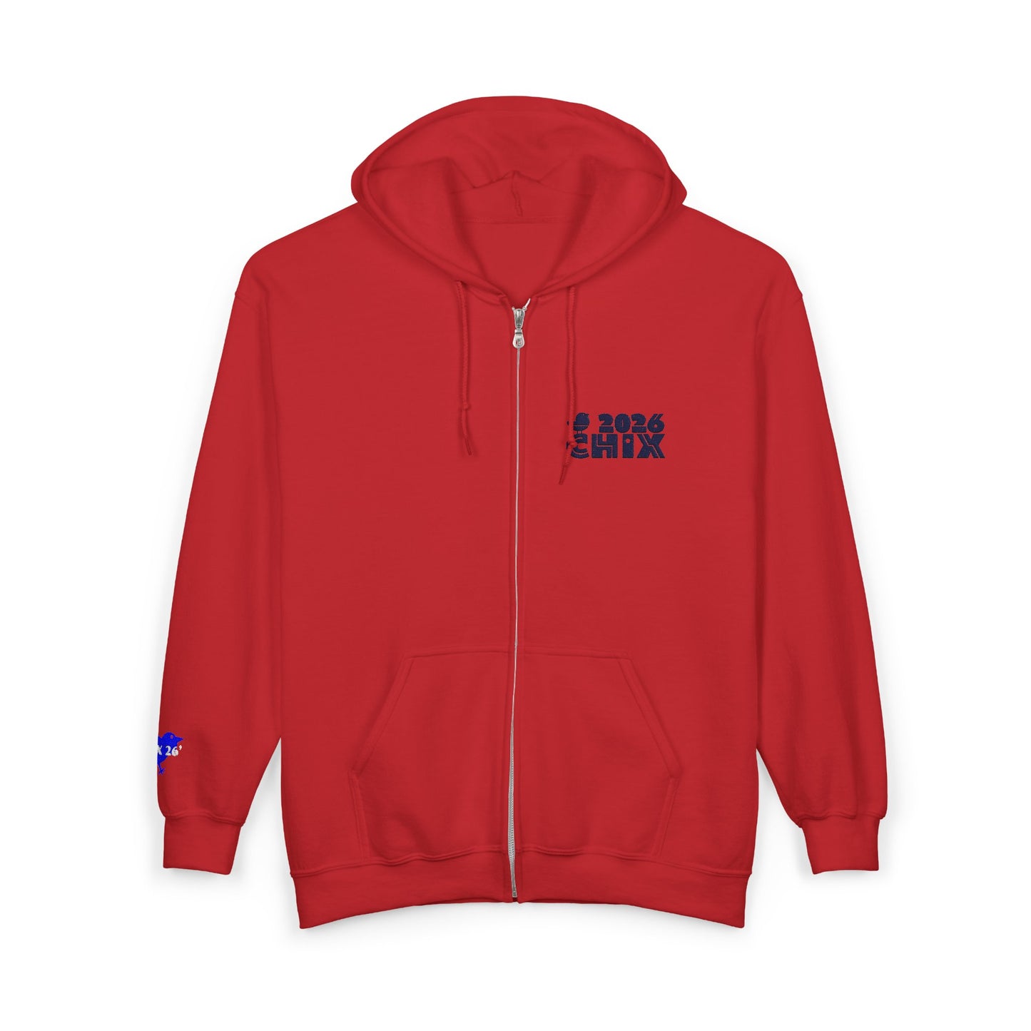 Chix 2026 Full-Zip Hoodie — embroidered dark logos on chest and wrist