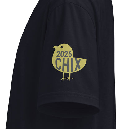 2026 Chix T-Shirt — light logo on left arm and front