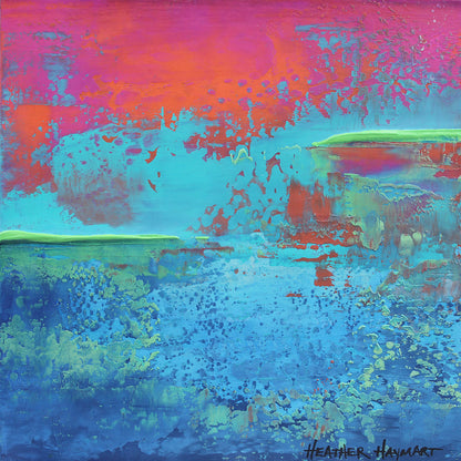 Abstract expressionism painting with vibrant colors by Heather Haymart