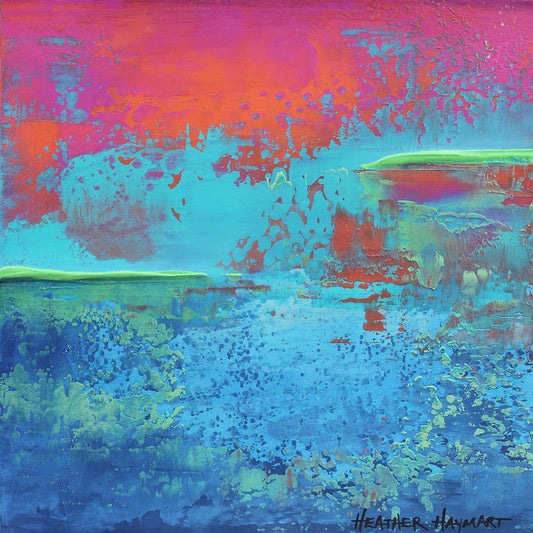 Abstract expressionism painting with vibrant colors by Heather Haymart