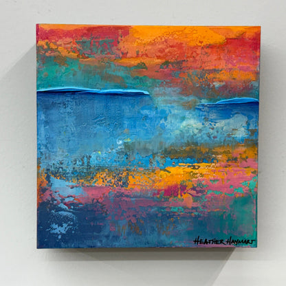 Abstract painting with vibrant colors on a white background