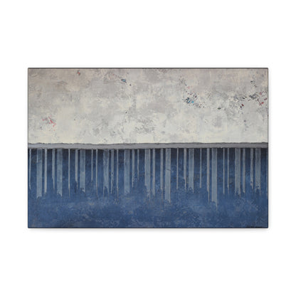 Blue and white abstract texture painting canvas print