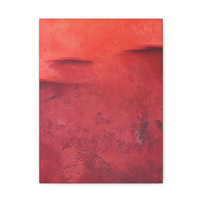 Abstract canvas print with a gradient of red and orange tones on a white background