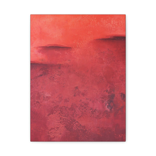 Abstract canvas print with a gradient of red and orange tones on a white background
