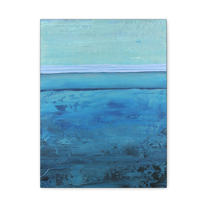 Abstract canvas print with a gradient of blue tones on a white background