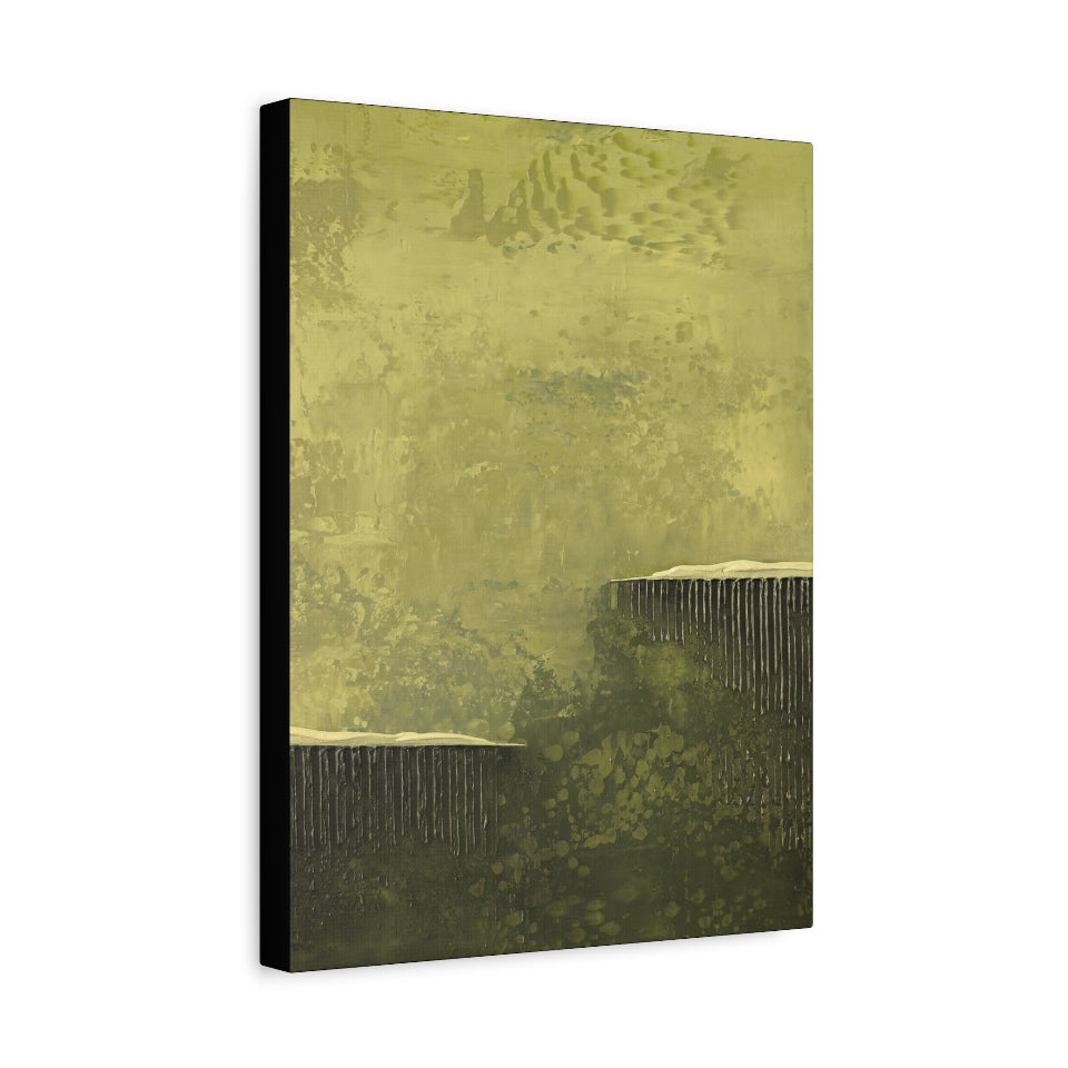 Abstract art piece with a gradient of green tones on a white background