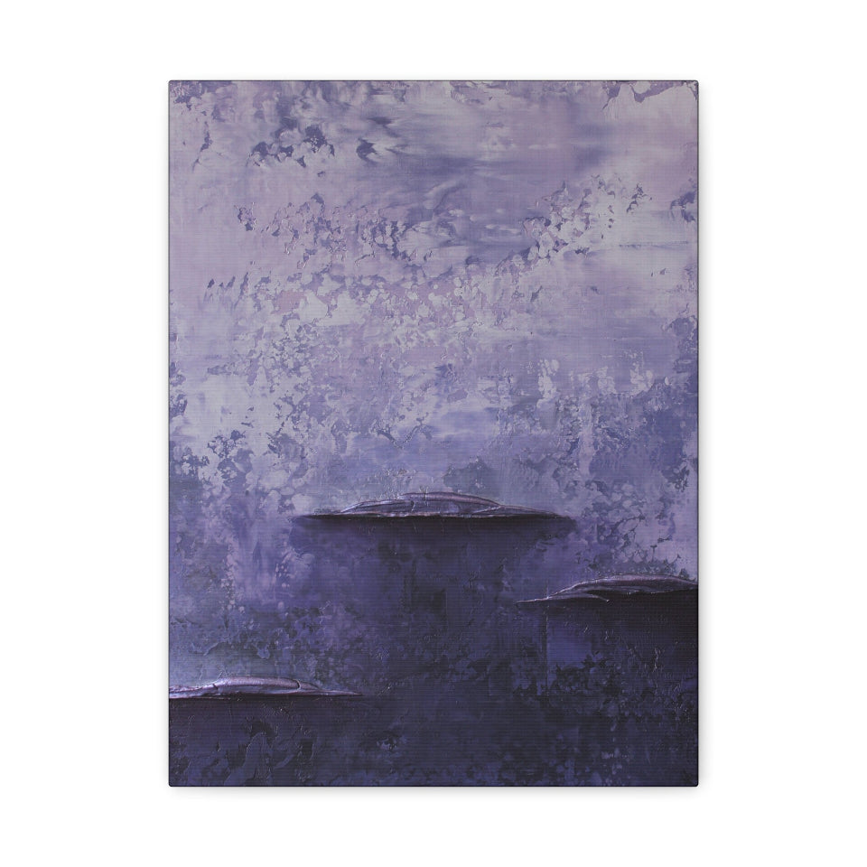 Abstract canvas art print purple painting on a white background