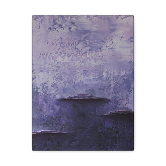 Abstract canvas art print purple painting on a white background