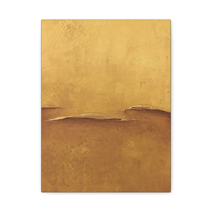 Abstract canvas art print with a gradient of gold and brown on a white background