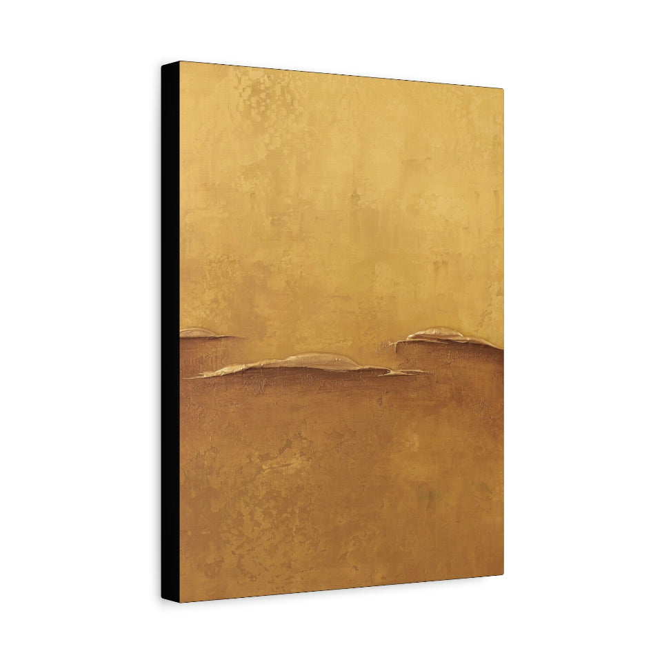Canvas print of an abstract gold and yellow painting on a white background