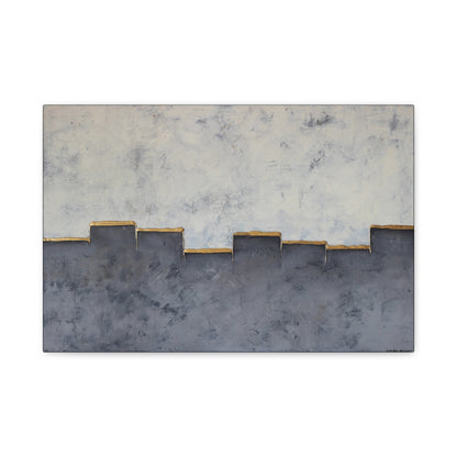 gray and white art with gold accents