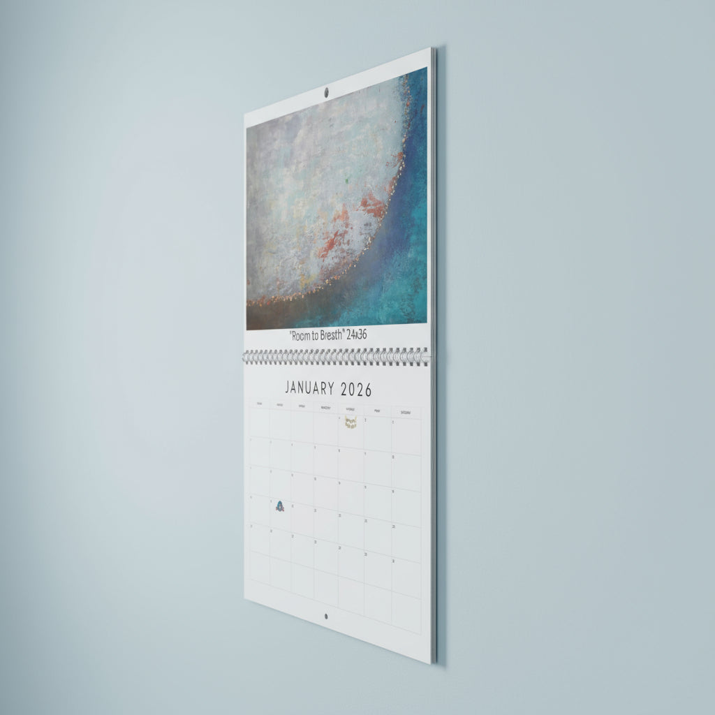 Calendar for January 2026 with an abstract painting image
