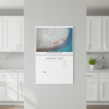 Calendar for January 2026 with horizontal abstract art