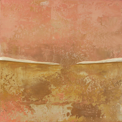 Abstract art with textured pink and tan colors
