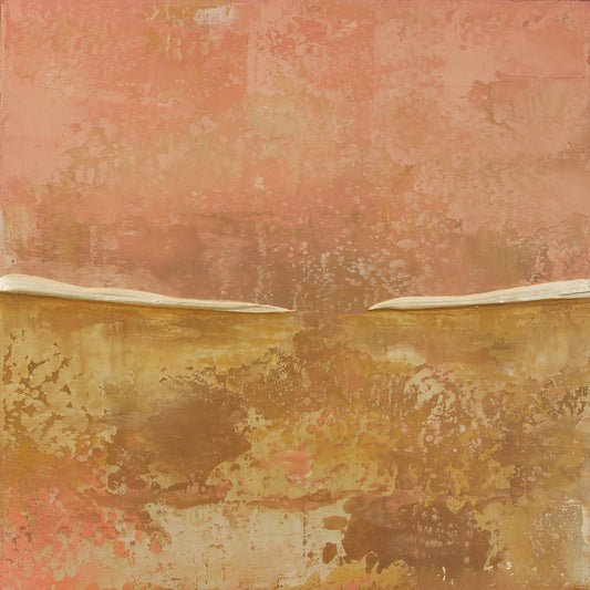 Abstract art with textured pink and tan colors