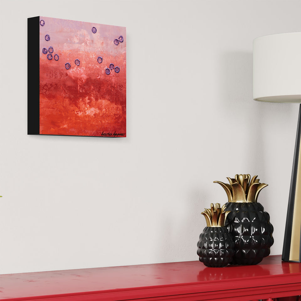 side view of original abstract painting on the wall