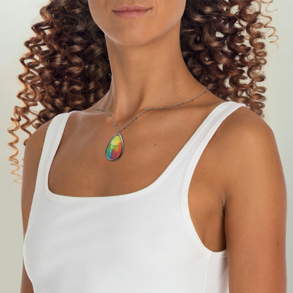 Art Necklace on woman's neck