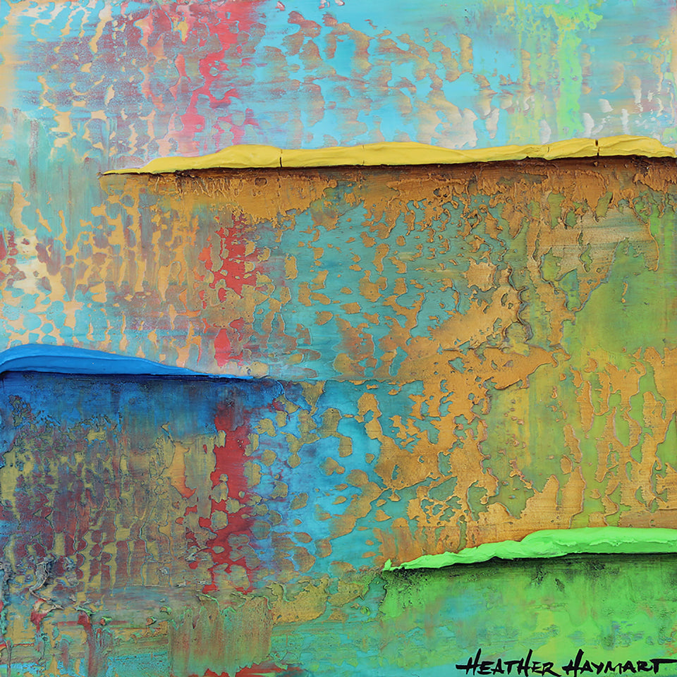 green, blue, yellow, abstract texture painting