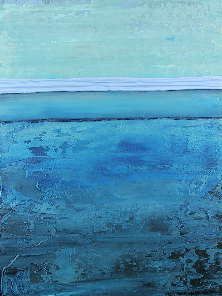 rainbow series painting blue, shades of blue with a horizontal texture line through the top third